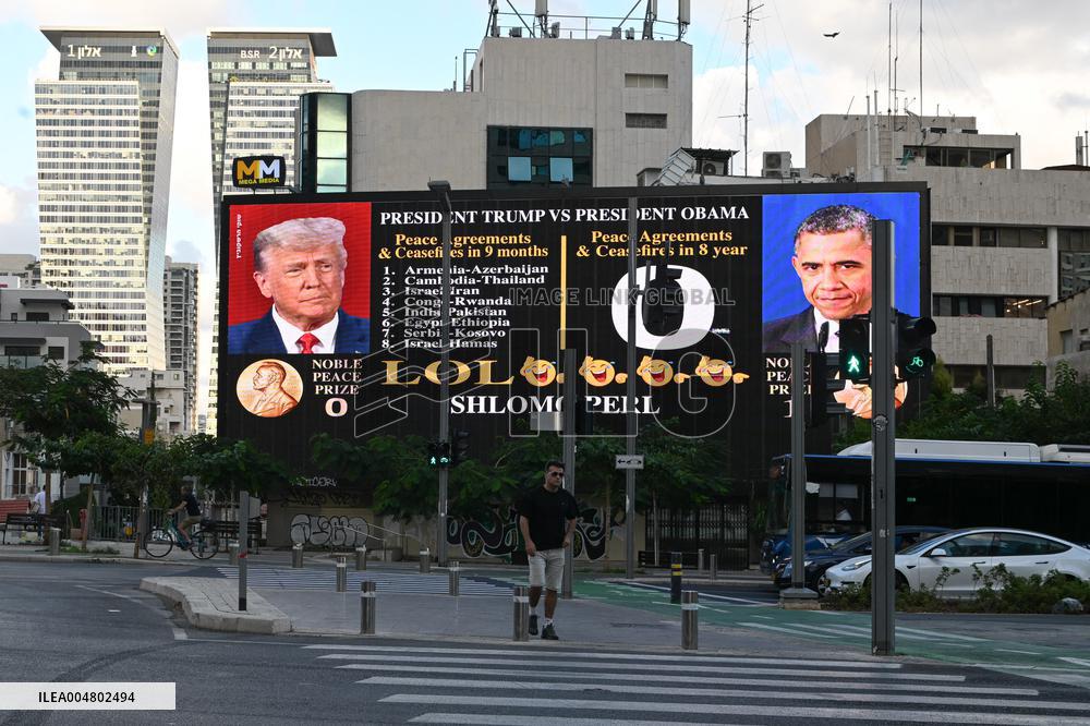 Posters And Signs Thanking Donald Trump - Tel Aviv