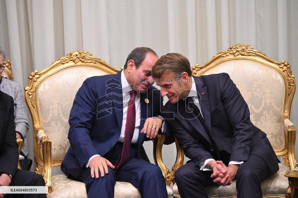 President Macron During Bilateral Meetings - Sharm El Sheikh