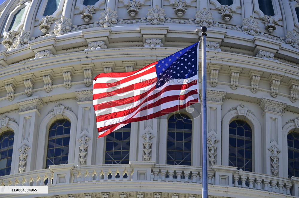 American Flag at US Capitol