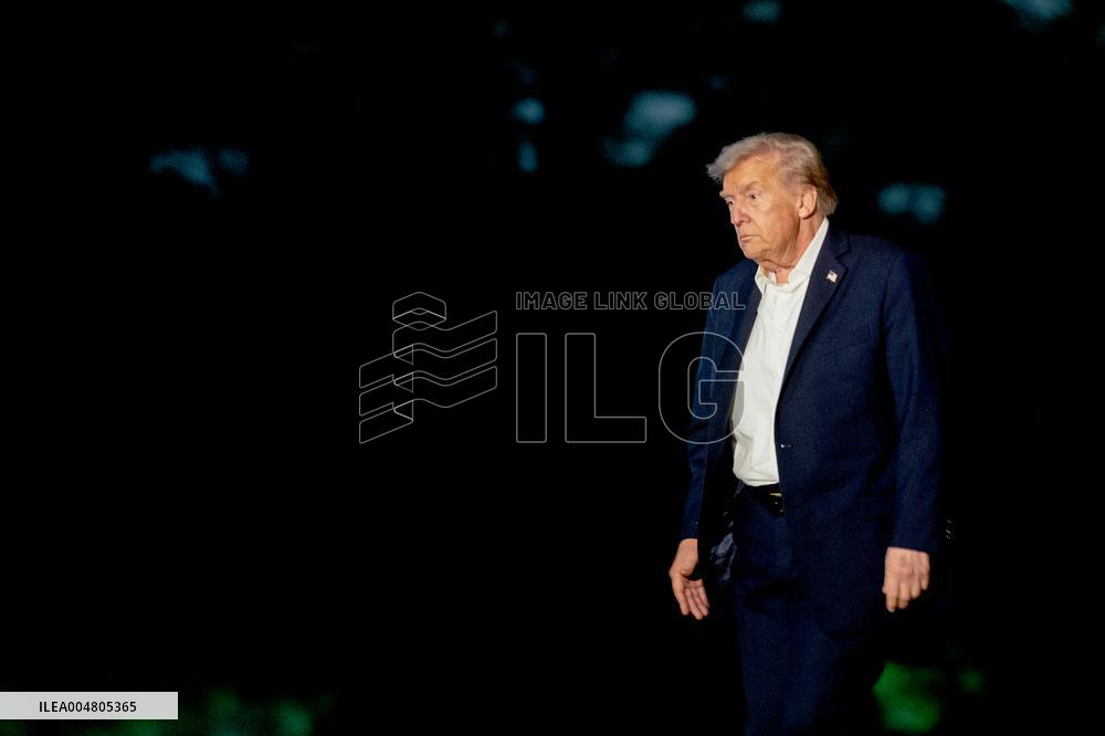 President Trump Walks On The South Lawn Of The White House - DC