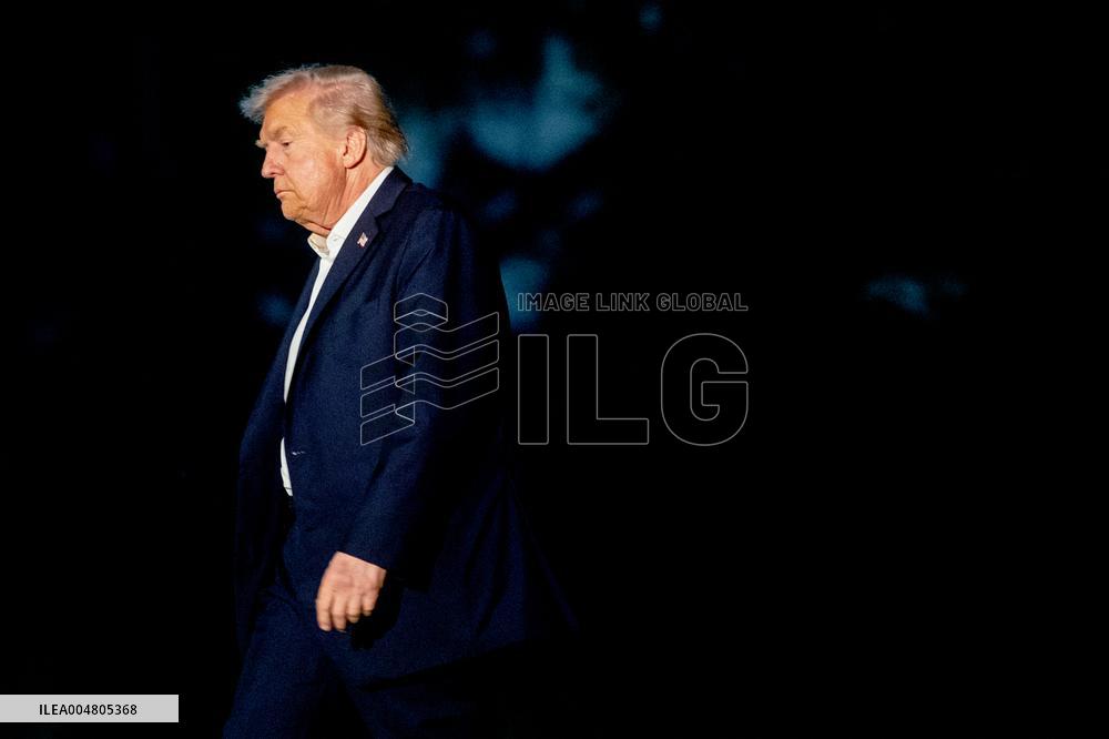 President Trump Walks On The South Lawn Of The White House - DC
