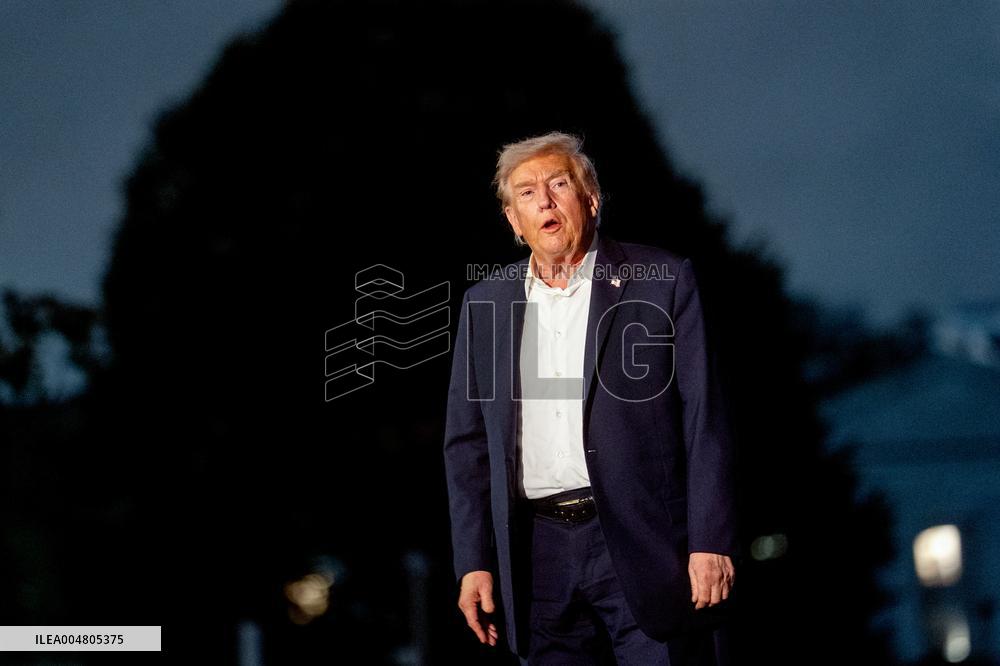 President Trump Walks On The South Lawn Of The White House - DC