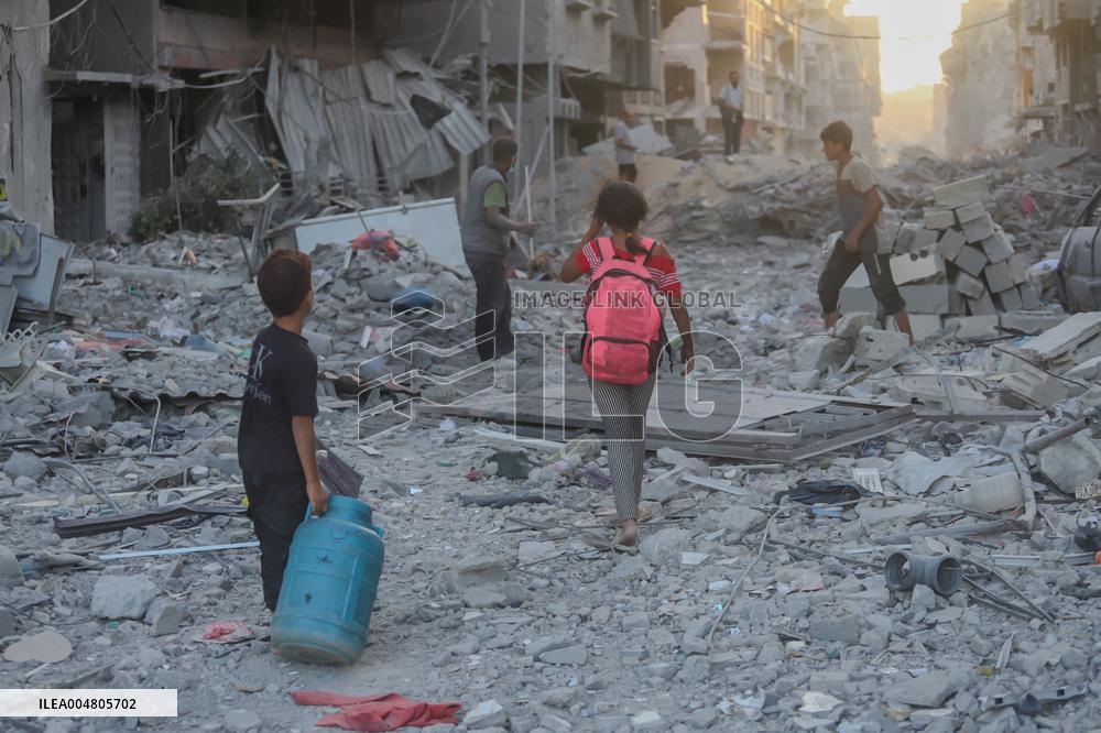Gaza Destruction After Airstrikes - Gaza City