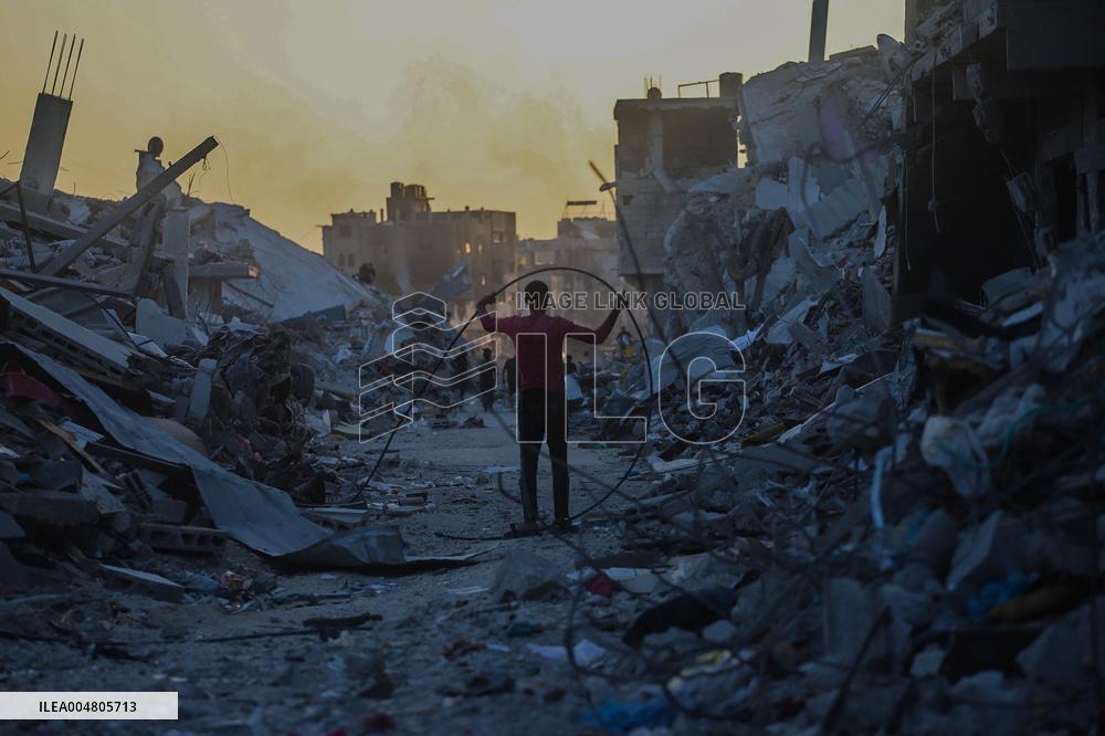 Gaza Destruction After Airstrikes - Gaza City