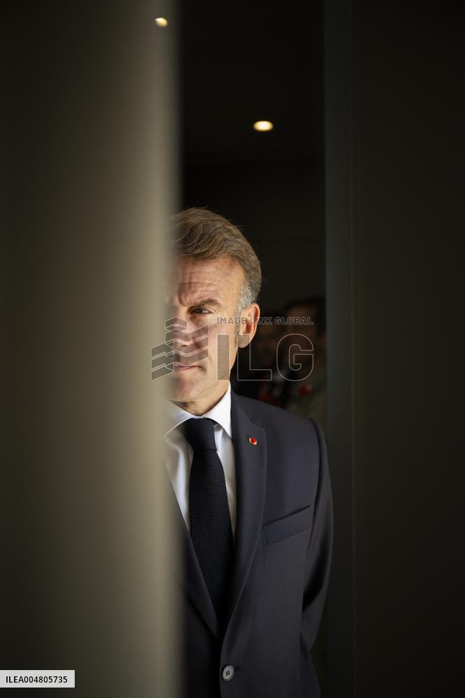 French President Macron Waits for Palestinian President Mahmoud Abbas at the Gaza Peace Summit - Sharm el-Sheikh
