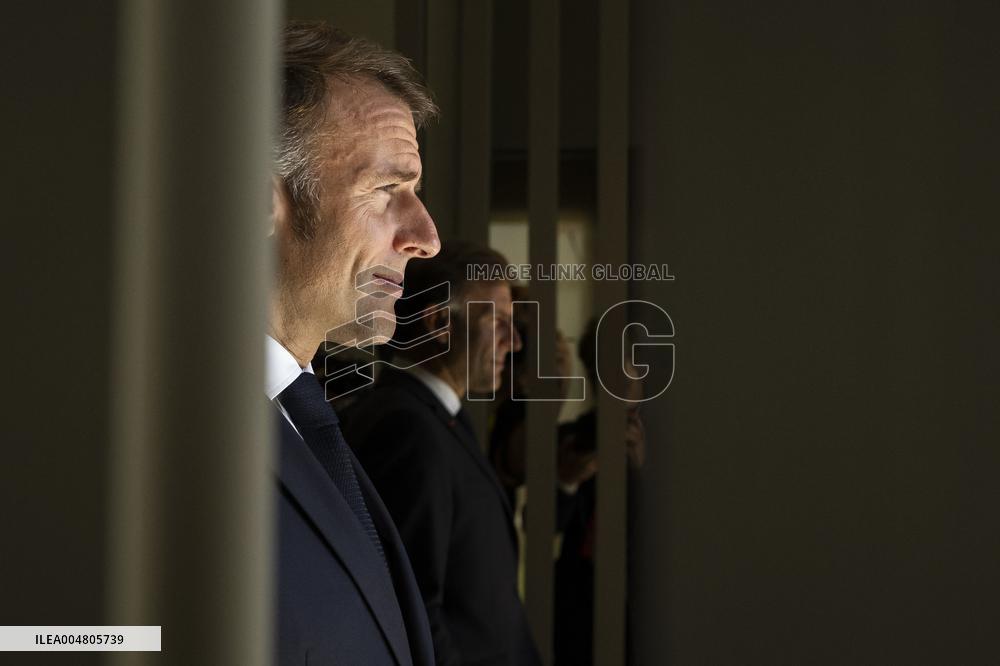French President Macron Waits for Palestinian President Mahmoud Abbas at the Gaza Peace Summit - Sharm el-Sheikh