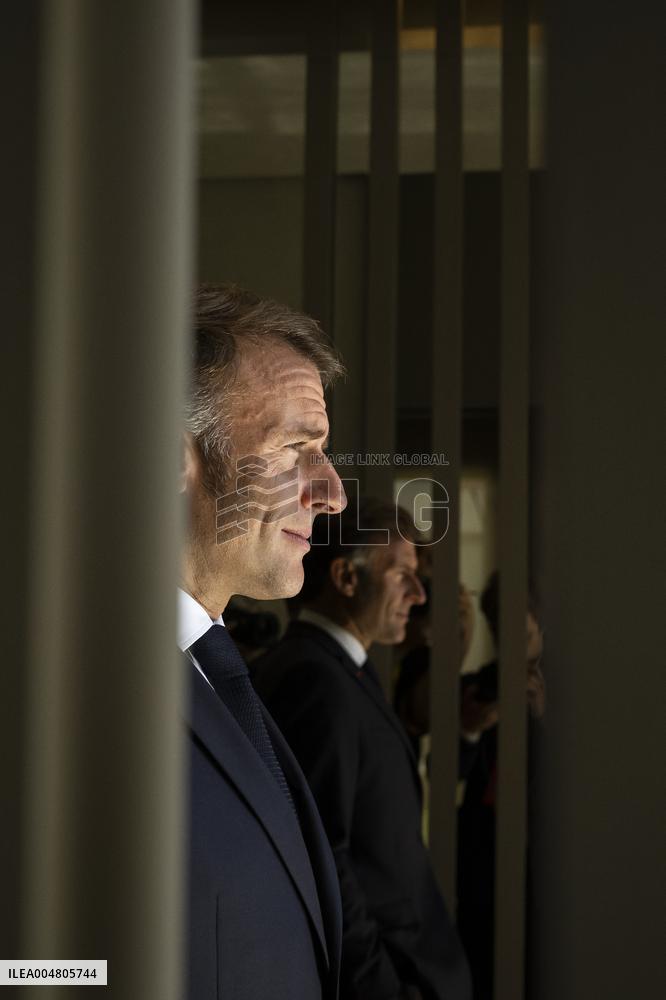 French President Macron Waits for Palestinian President Mahmoud Abbas at the Gaza Peace Summit - Sharm el-Sheikh