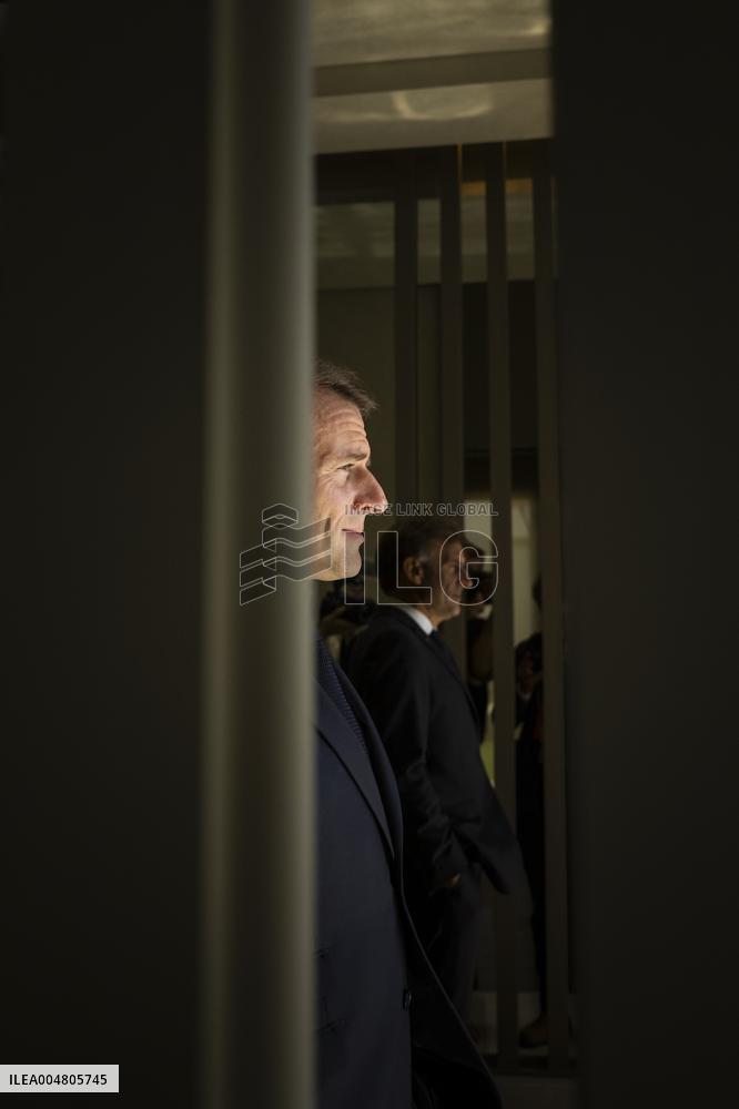 French President Macron Waits for Palestinian President Mahmoud Abbas at the Gaza Peace Summit - Sharm el-Sheikh