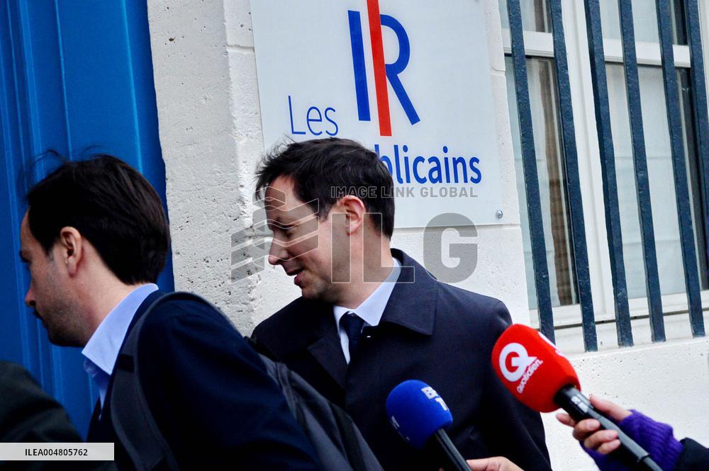 Bruno Retailleau Returns To LR Headquarters - Paris