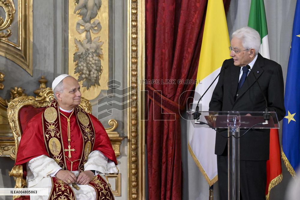 Pope Leo XIV Meets Italian President Sergio Mattarella - Rome