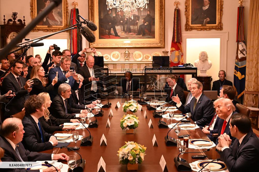 Trump Hosts a bilateral lunch with President Javier Gerardo Milei of Argentina