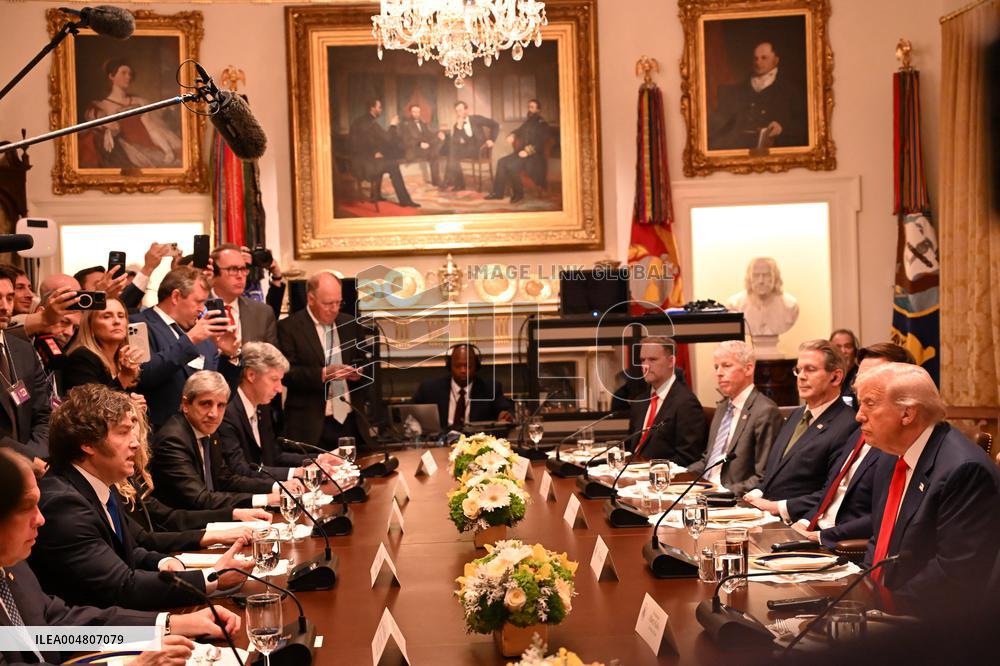 Trump Hosts a bilateral lunch with President Javier Gerardo Milei of Argentina