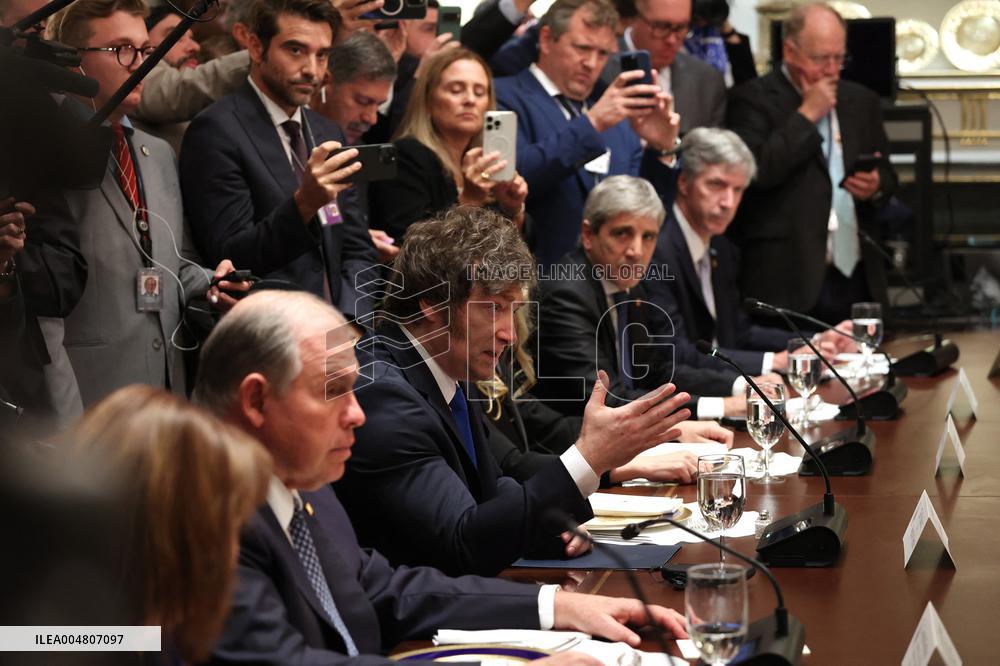 Trump Hosts a bilateral lunch with President Javier Gerardo Milei of Argentina