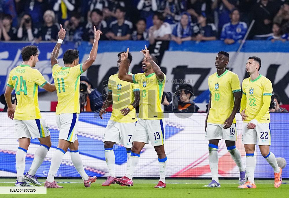 Football: Friendly between Japan and Brazil