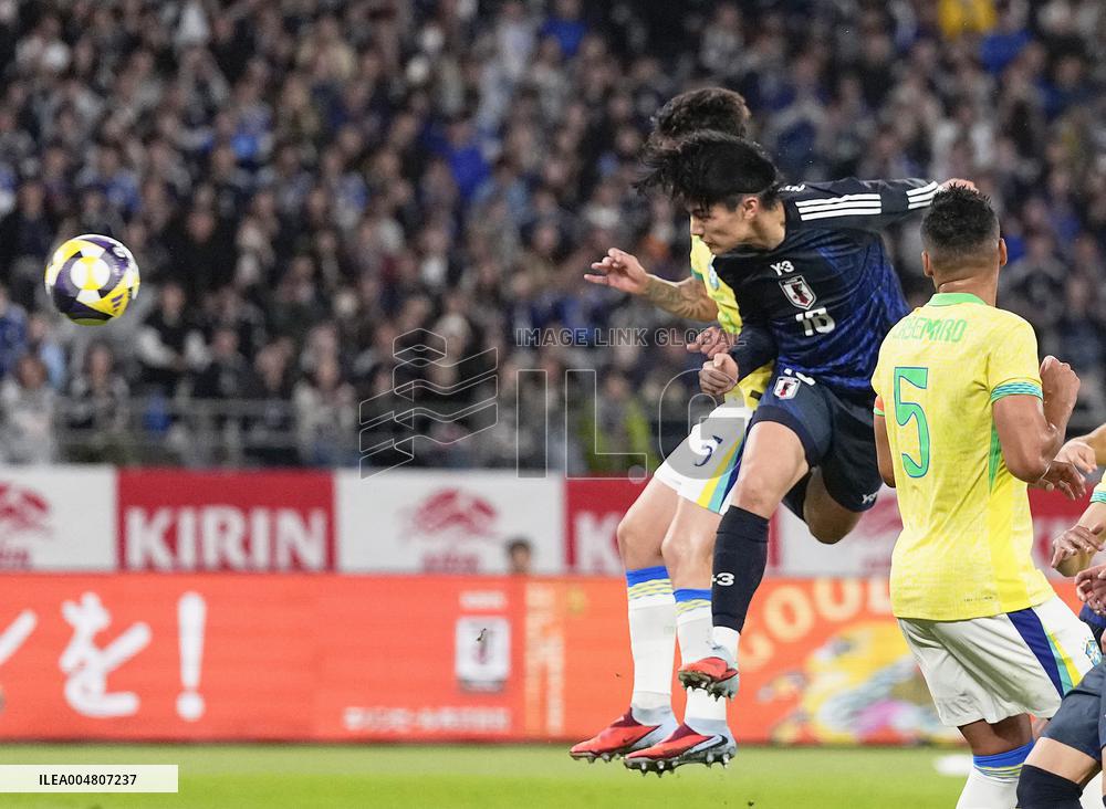 Football: Friendly between Japan and Brazil