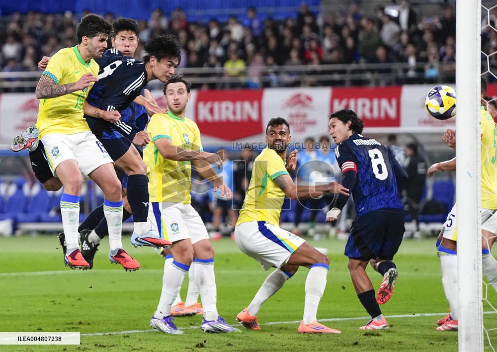 Football: Friendly between Japan and Brazil