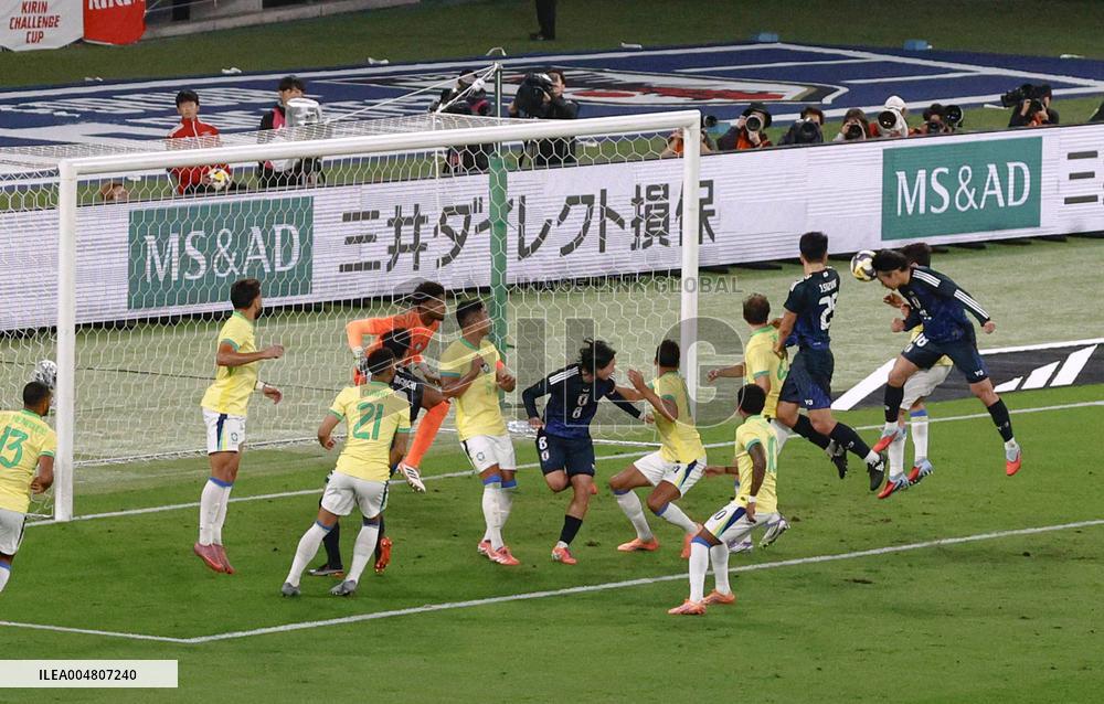 Football: Friendly between Japan and Brazil