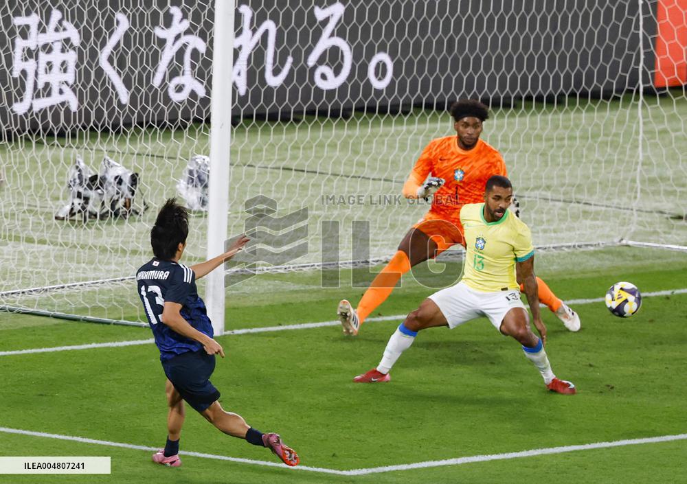 Football: Friendly between Japan and Brazil