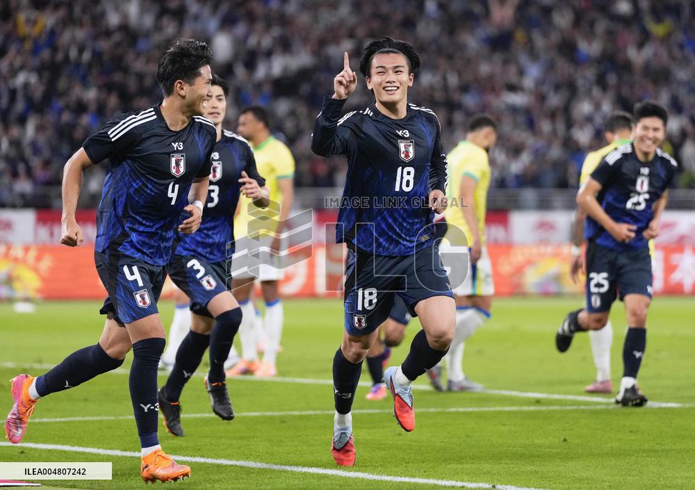 Football: Friendly between Japan and Brazil