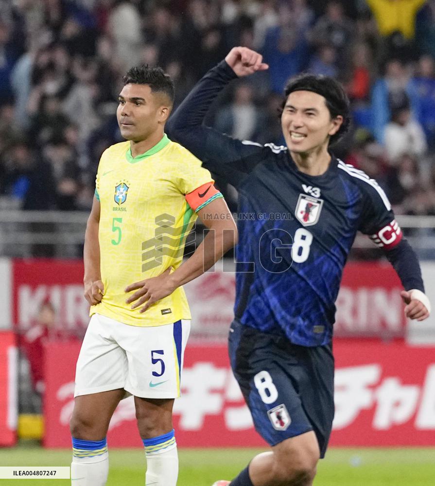 Football: Friendly between Japan and Brazil