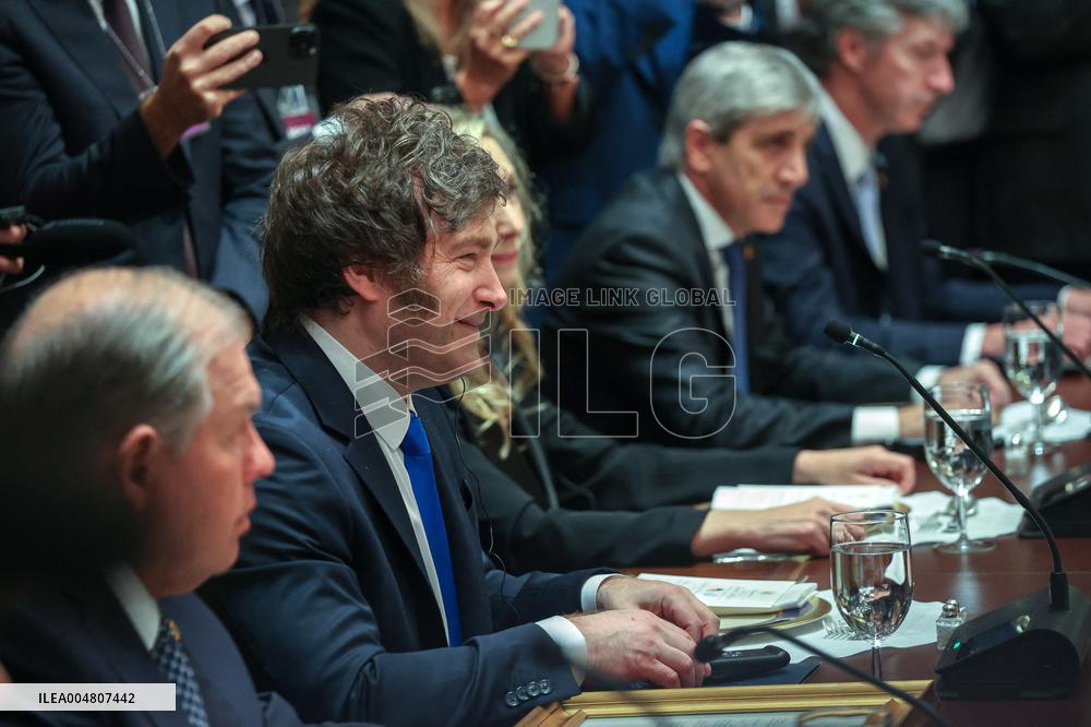 Trump Hosts a bilateral lunch with President Javier Gerardo Milei of Argentina