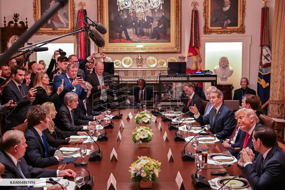 Trump Hosts a bilateral lunch with President Javier Gerardo Milei of Argentina