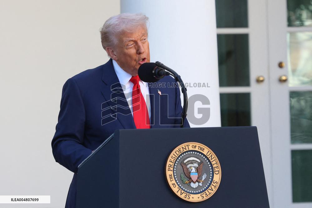Donald J Trump presents Erika Kirk with the Presidential Medal of Freedom for her late husband Charlie Kirk