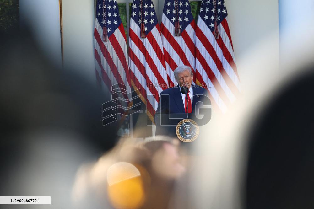 Donald J Trump presents Erika Kirk with the Presidential Medal of Freedom for her late husband Charlie Kirk