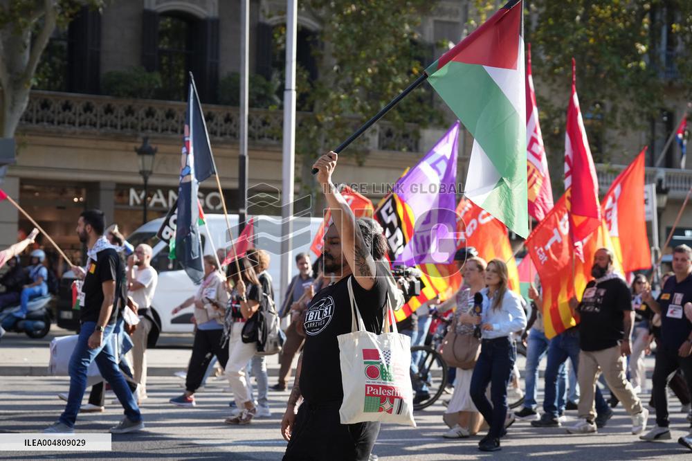 CCOO and UGT demonstrations in favor of Palestine - Barcelona