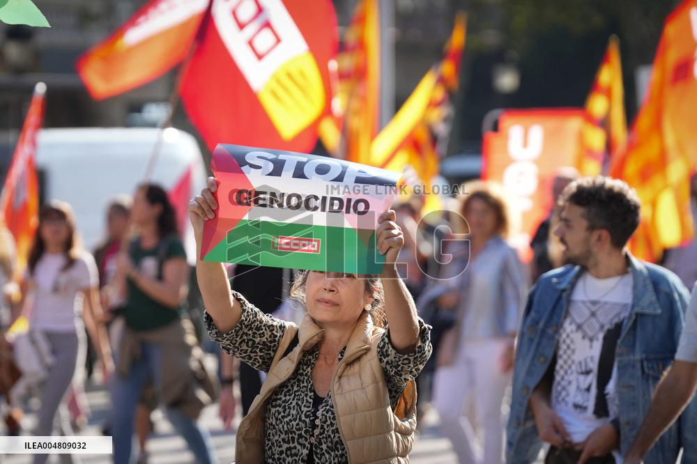CCOO and UGT demonstrations in favor of Palestine - Barcelona