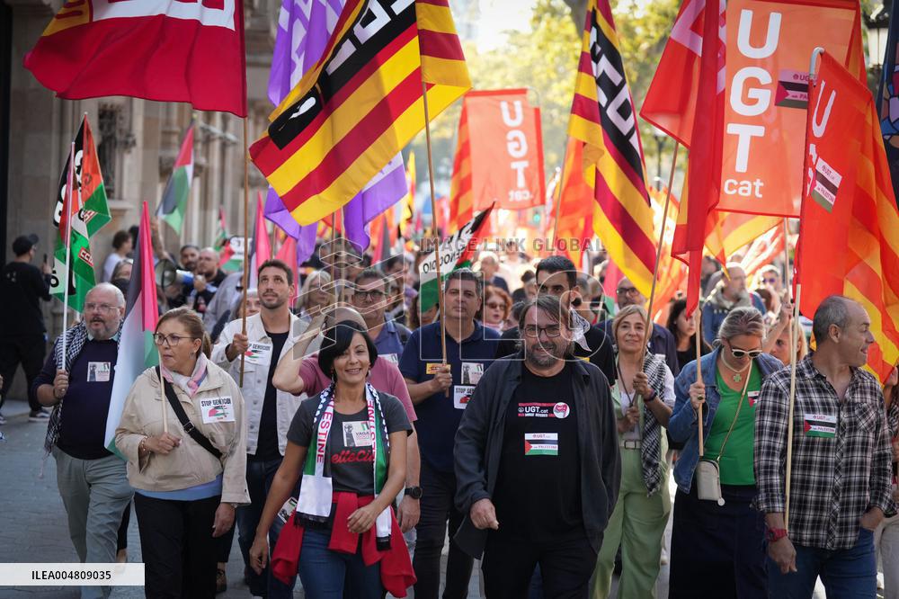 CCOO and UGT demonstrations in favor of Palestine - Barcelona