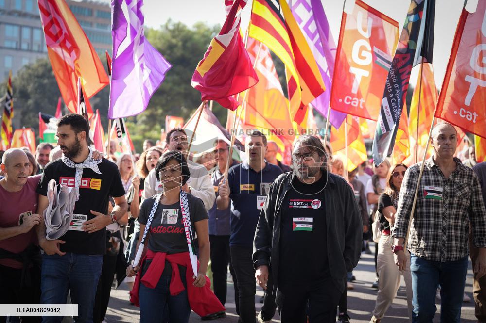 CCOO and UGT demonstrations in favor of Palestine - Barcelona