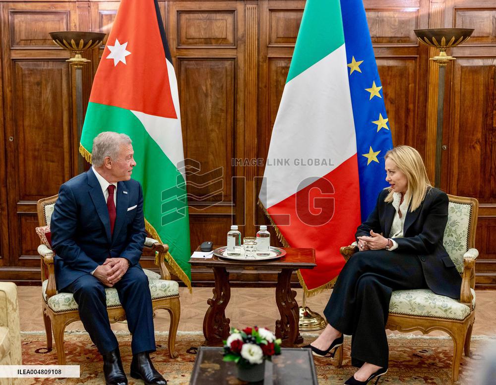 Giorgia Meloni Receives King and Queen of Jordan - Rome
