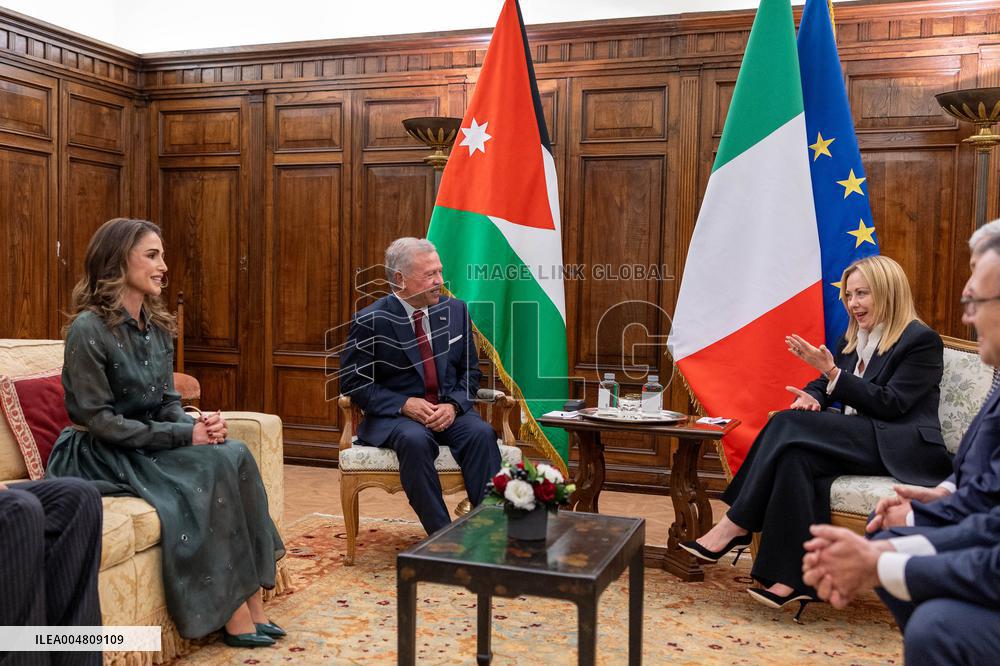 Giorgia Meloni Receives King and Queen of Jordan - Rome