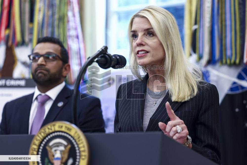 US President Donald Trump and FBI Director Kash Patel speak in the Oval Office