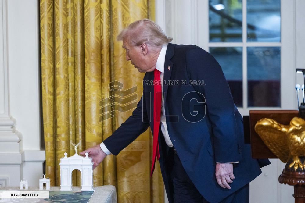 Trump speaks at a fundraiser for his ballroom extension