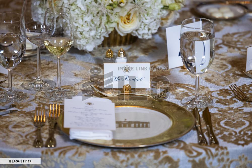 Trump speaks at a fundraiser for his ballroom extension