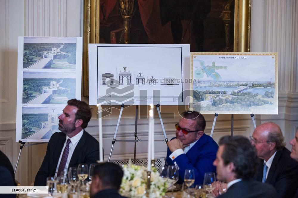 Trump speaks at a fundraiser for his ballroom extension