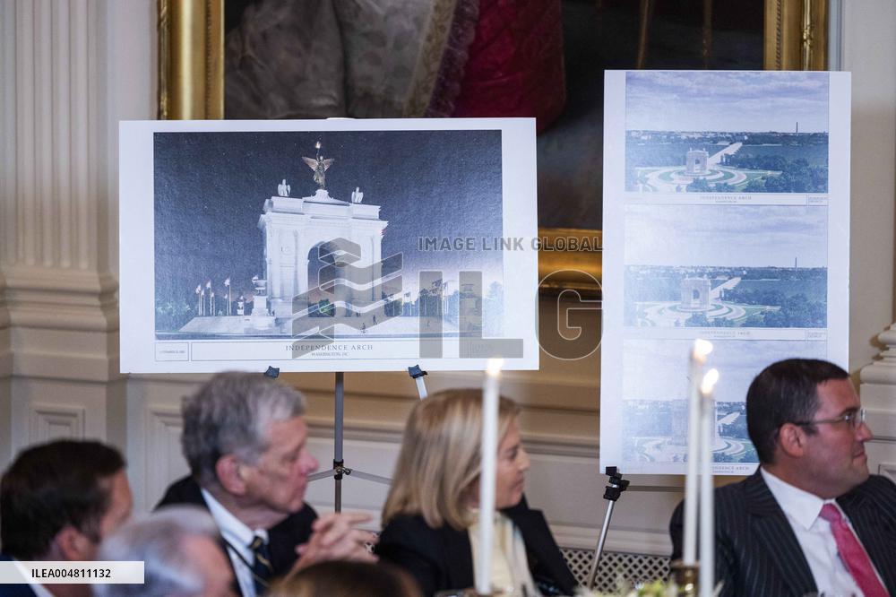 Trump speaks at a fundraiser for his ballroom extension