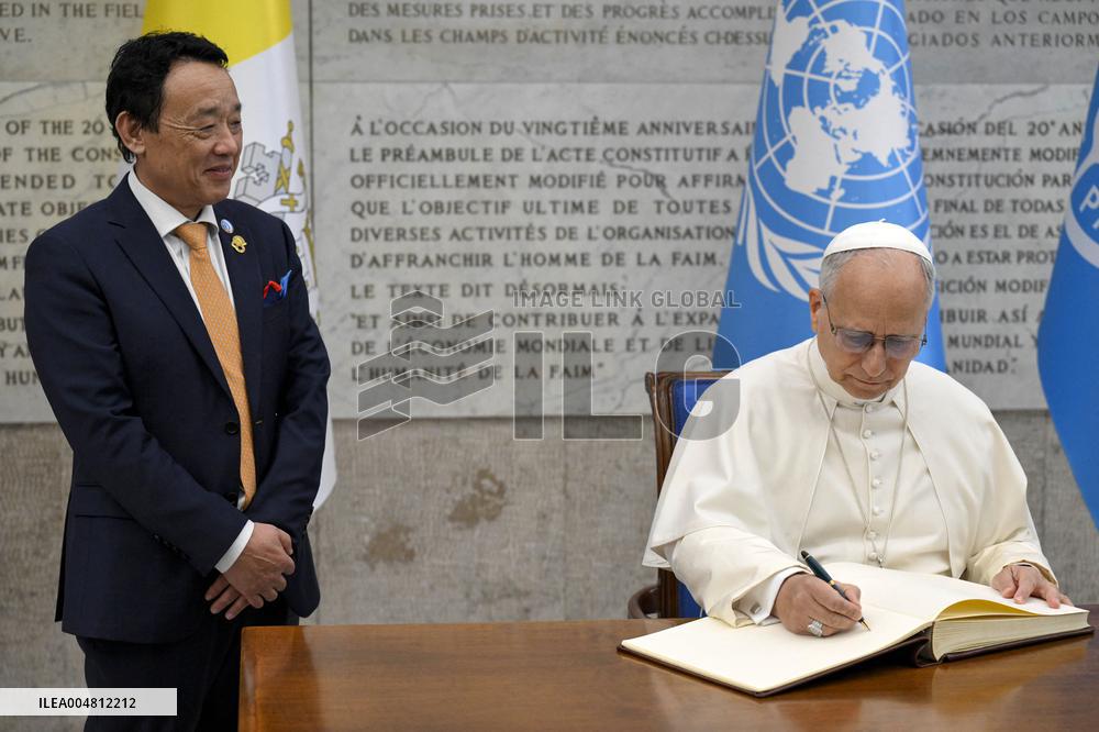 Pope Leo XIV Visits FAO on World Food Day - Rome