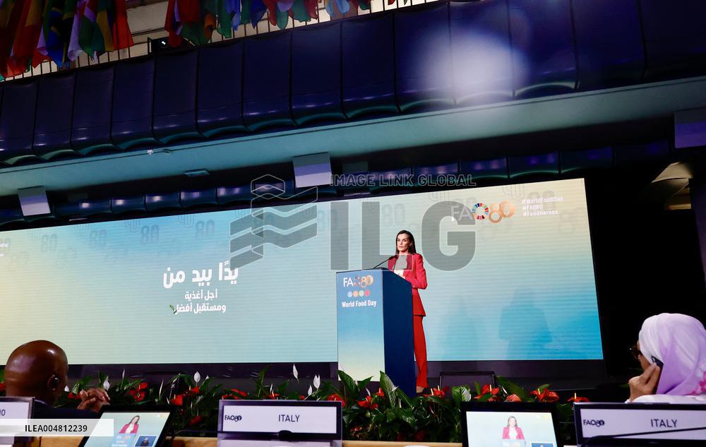 Queen Letizia Attends World Food Day 2025 Ceremony - Rome