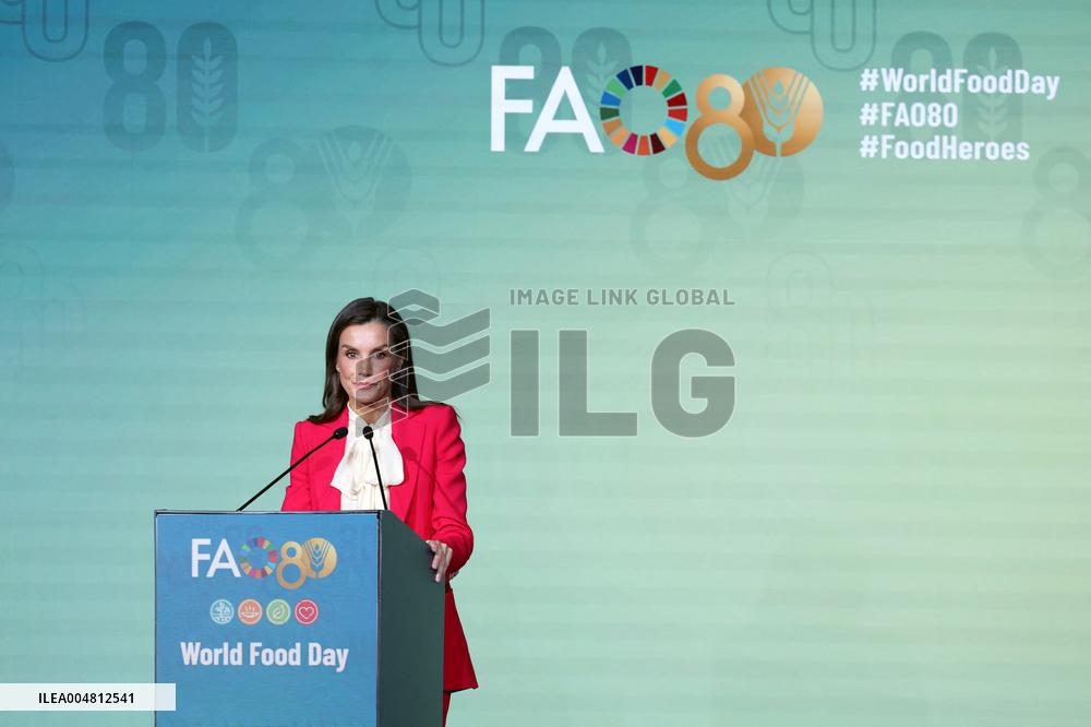 Queen Letizia Attends World Food Day 2025 Ceremony - Rome