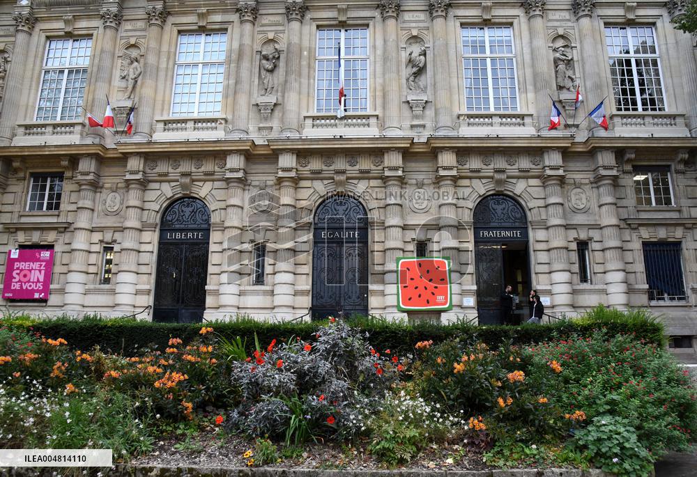 The Watermelon Design Placed On the Facade Of Town Hall - Ivry Sur Seine