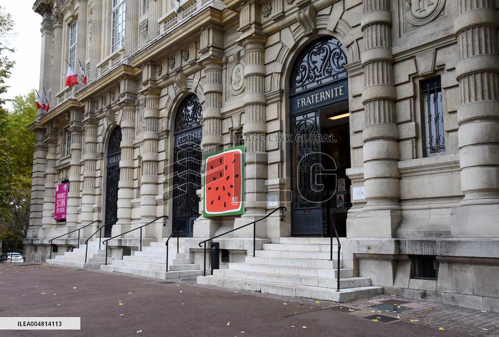 The Watermelon Design Placed On the Facade Of Town Hall - Ivry Sur Seine