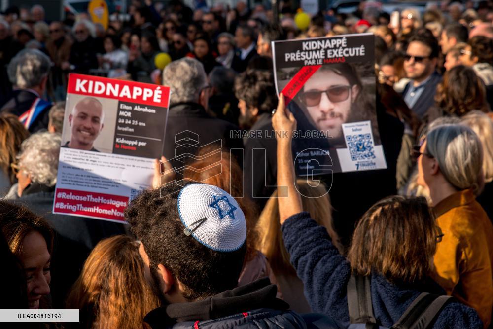 Rally Organized by The CRIF in Support of Israeli Hostages - Paris