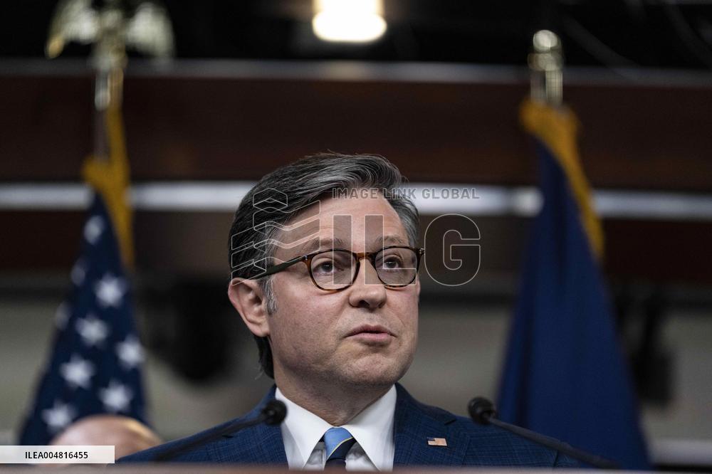 House Speaker Mike Johnson, R-La. daily   press conference on Capitol Hill,