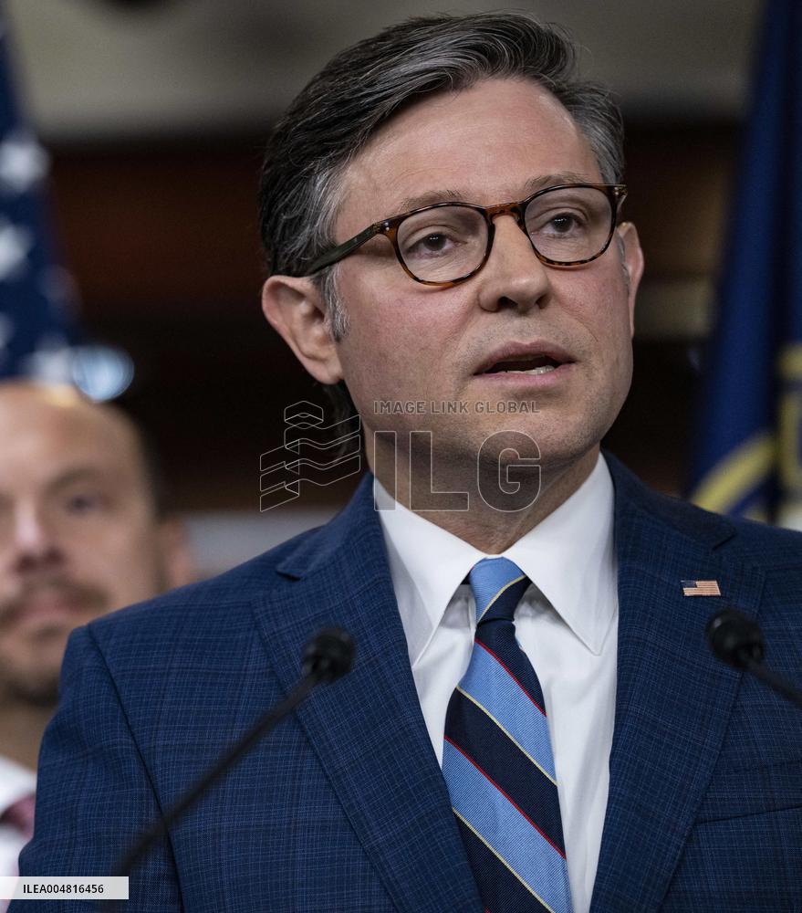 House Speaker Mike Johnson, R-La. daily   press conference on Capitol Hill,