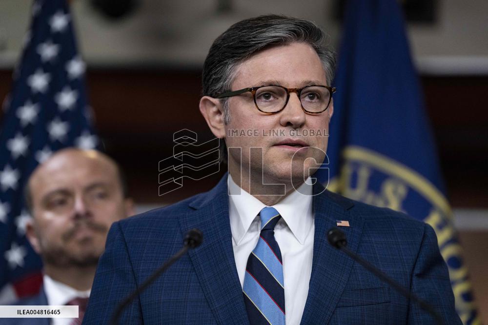 House Speaker Mike Johnson, R-La. daily   press conference on Capitol Hill,