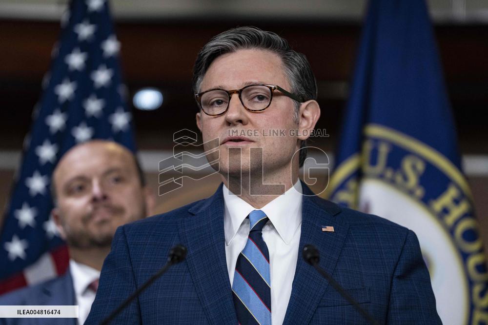 House Speaker Mike Johnson, R-La. daily   press conference on Capitol Hill,