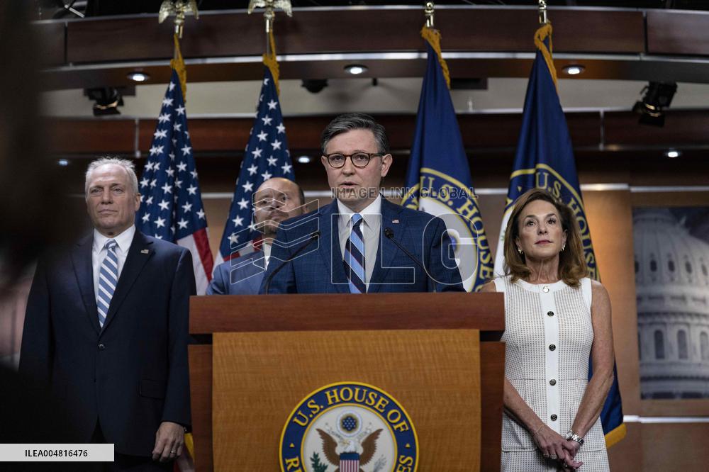 House Speaker Mike Johnson, R-La. daily   press conference on Capitol Hill,